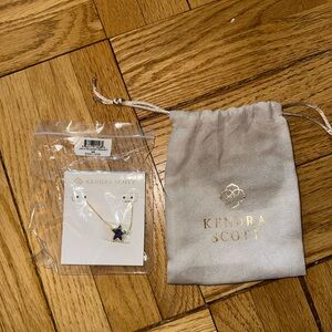 Kendra Scott Gold Necklace with Navy Blue Star Pendant